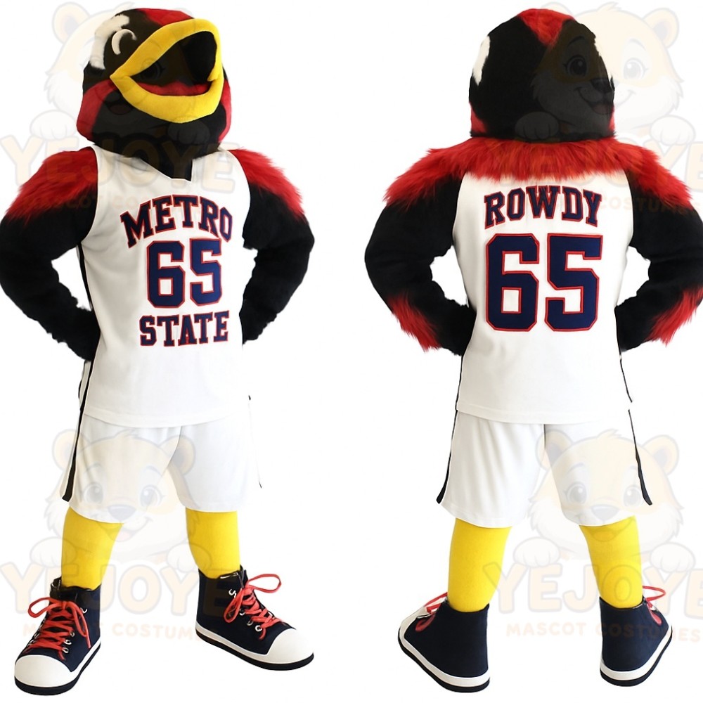 Black Red Yellow Roadrunner Mascot Costume