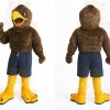 Brown Yellow Eagle Mascot Costume