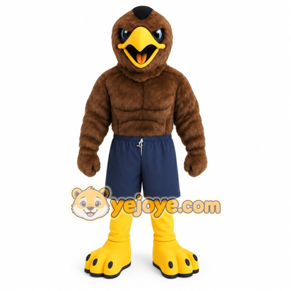 Brown Yellow Eagle Mascot Costume