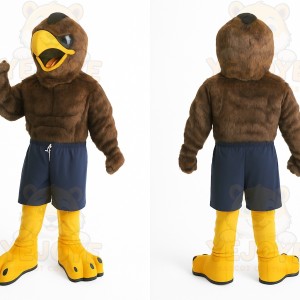 Brown Yellow Eagle Mascot Costume