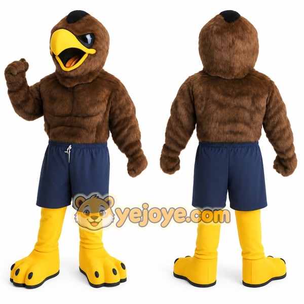 Brown Yellow Eagle Mascot Costume