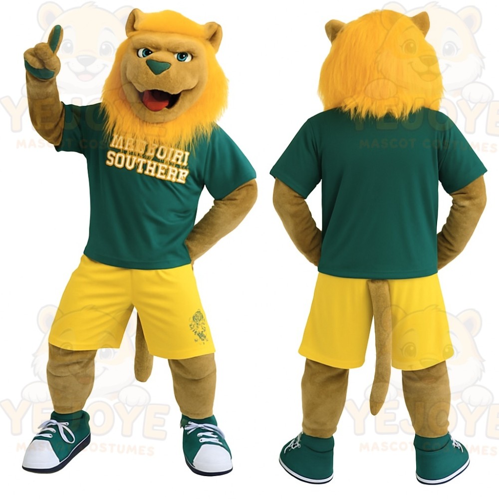 Green Yellow Lion Mascot Costume