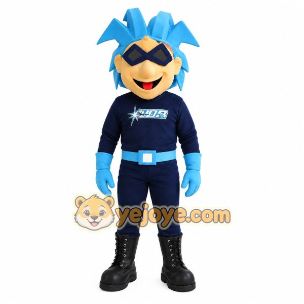 Navy Light Blue Superhero Mascot Costume