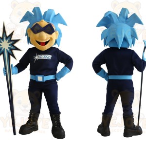 Navy Light Blue Superhero Mascot Costume