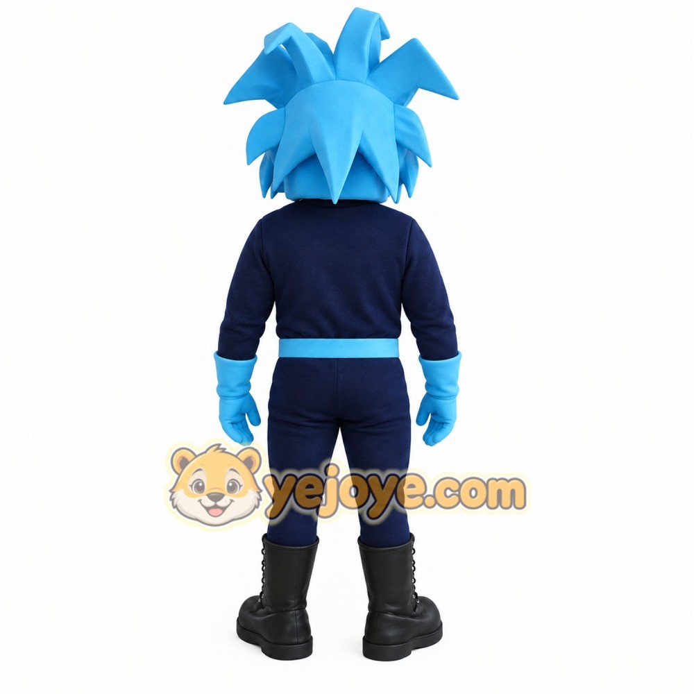 Navy Light Blue Superhero Mascot Costume Navy Light Blue Superhero Mascot Costume