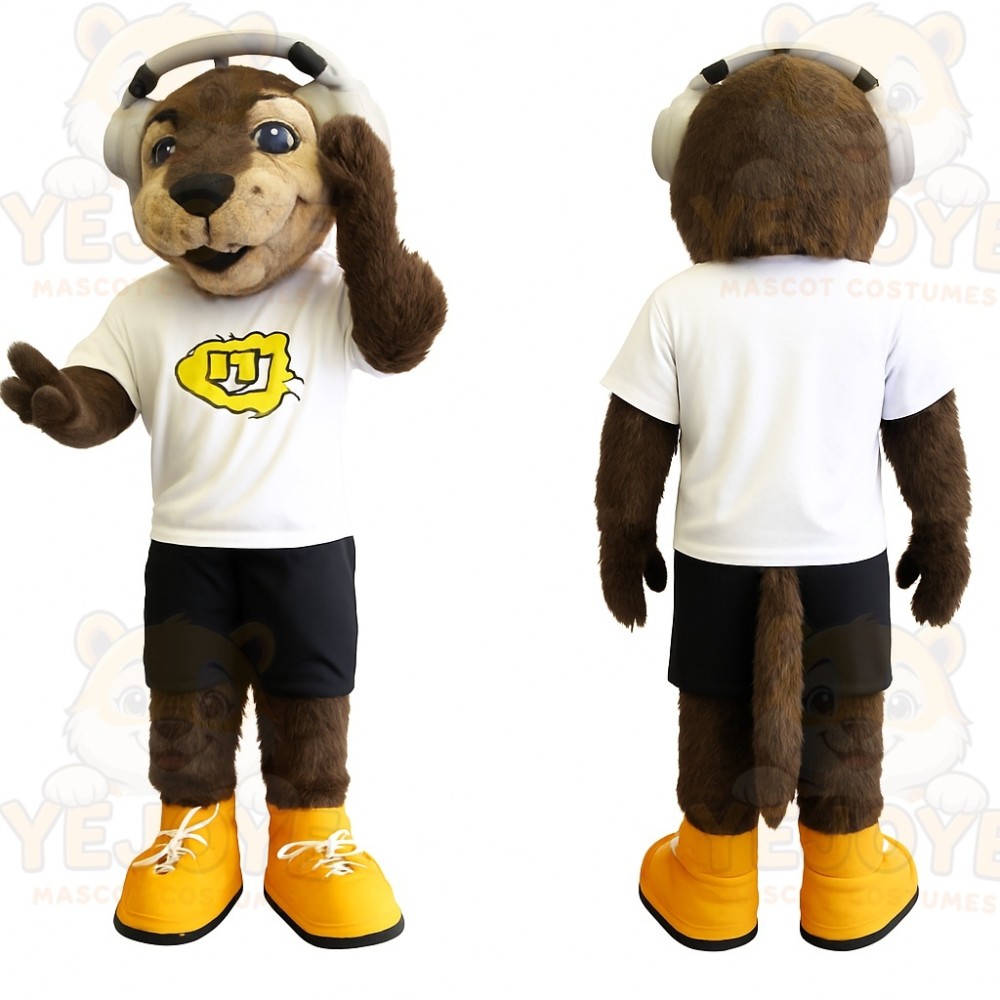 Brown White Black Yellow Dog Mascot Costume