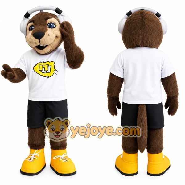 Brown White Black Yellow Dog Mascot Costume
