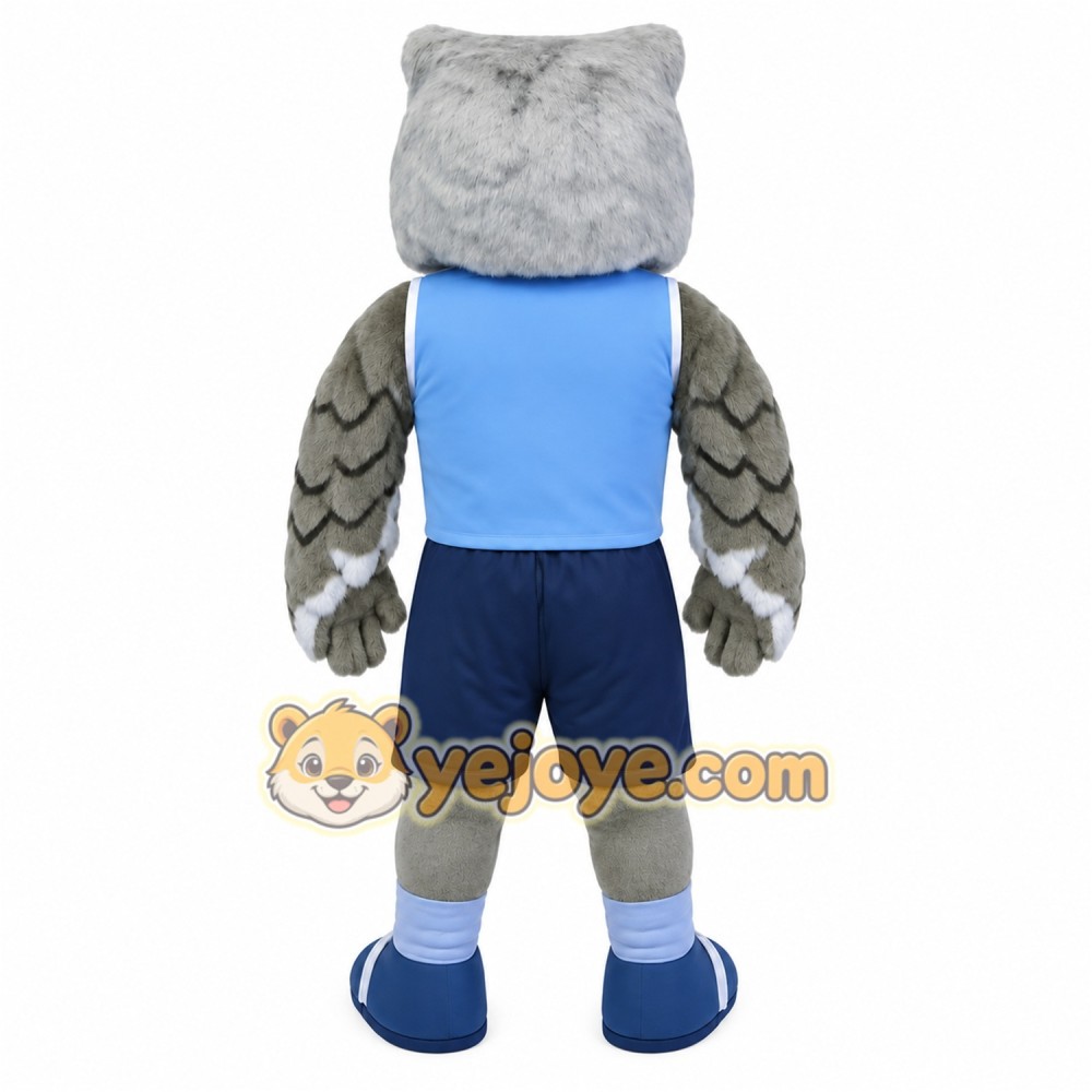 Gray Blue Yellow Basketball Owl Mascot Costume Gray Blue Yellow Basketball Owl Mascot Costume