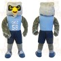 Gray Blue Yellow Basketball Owl Mascot Costume