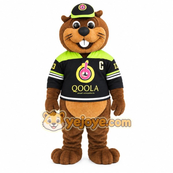 Brown Black Green Beaver Mascot Costume