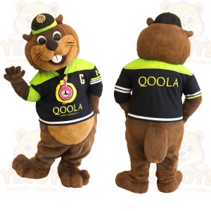 Brown Black Green Beaver Mascot Costume