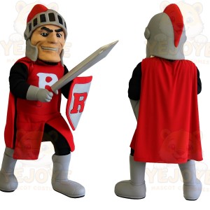 Red Gray Armored Knight Mascot Costume