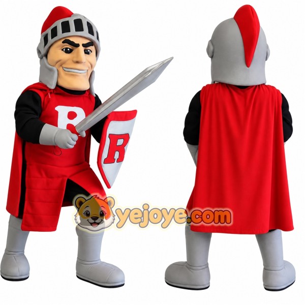 Red Gray Armored Knight Mascot Costume