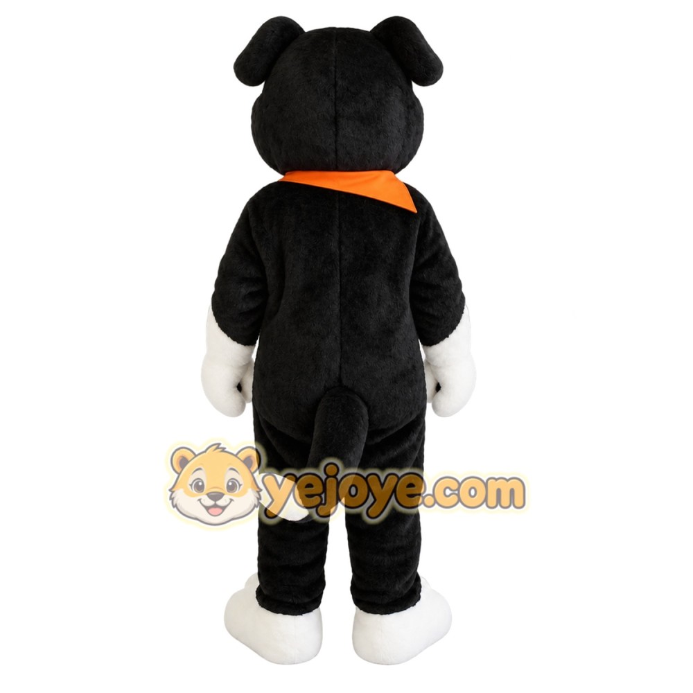 Black White Dog With Orange Bandana Mascot Costume Black White Dog With Orange Bandana Mascot Costume