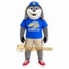 Gray Blue Beige Sports Dog Mascot Costume