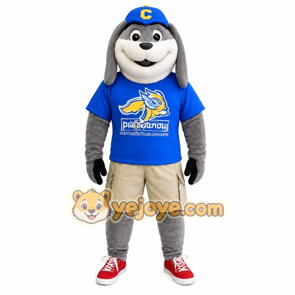 Gray Blue Beige Sports Dog Mascot Costume