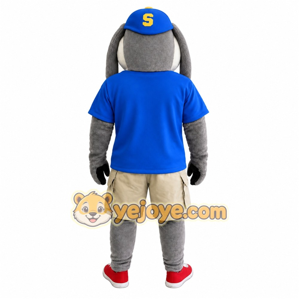 Gray Blue Beige Sports Dog Mascot Costume