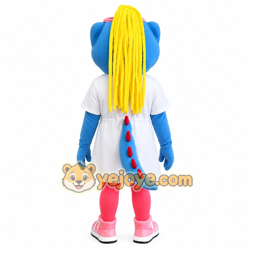 Blue Yellow Dinosaur Mascot Costume Blue Yellow Dinosaur Mascot Costume