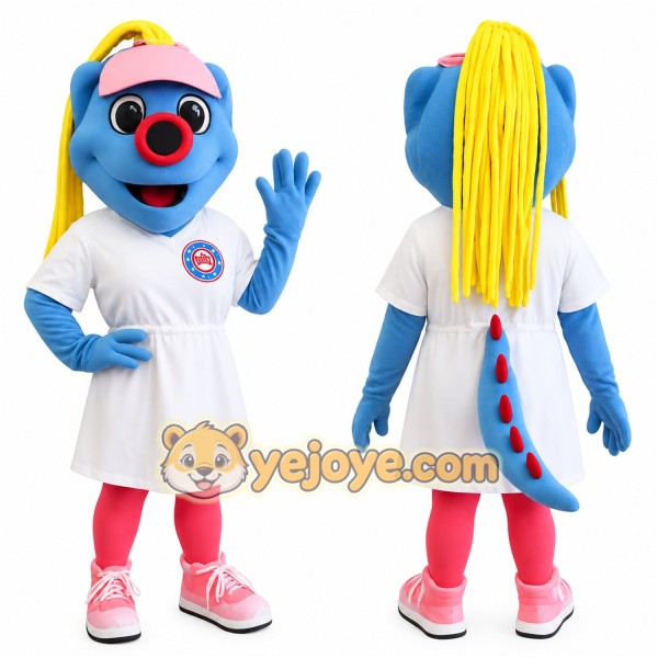 Blue Yellow Dinosaur Mascot Costume