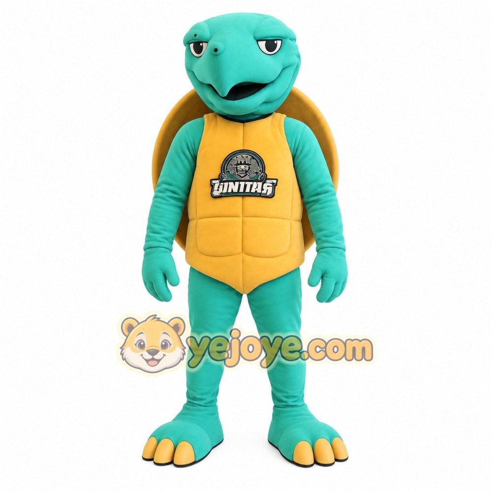 Teal Yellow Turtle Mascot Costume Teal Yellow Turtle Mascot Costume