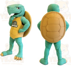 Teal Yellow Turtle Mascot Costume