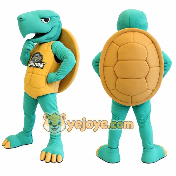 Teal Yellow Turtle Mascot Costume