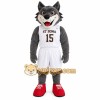 Gray White Basketball Wolf Mascot Costume Gray White Basketball Wolf Mascot Costume