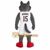Gray White Basketball Wolf Mascot Costume Gray White Basketball Wolf Mascot Costume