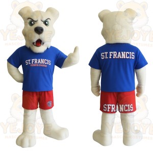 White Blue Red Bulldog Mascot Costume