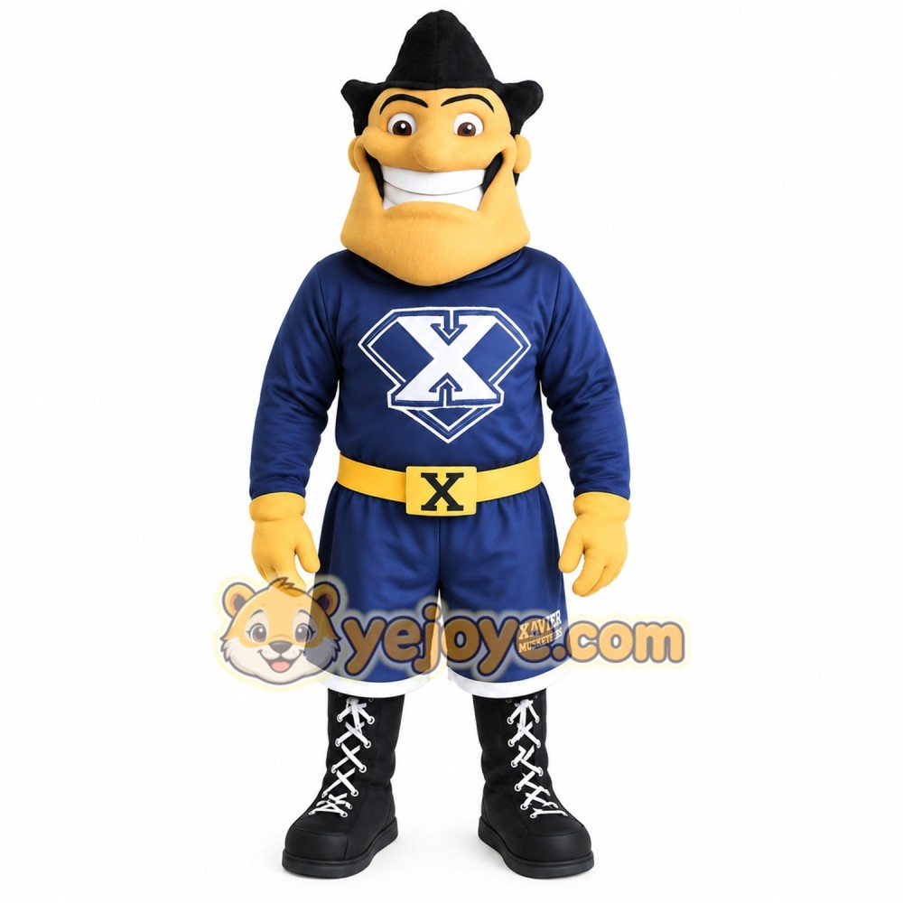 Navy Yellow Superhero Man Mascot Costume Navy Yellow Superhero Man Mascot Costume