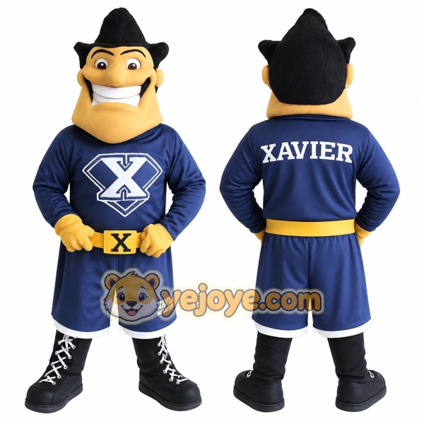 Navy Yellow Superhero Man Mascot Costume