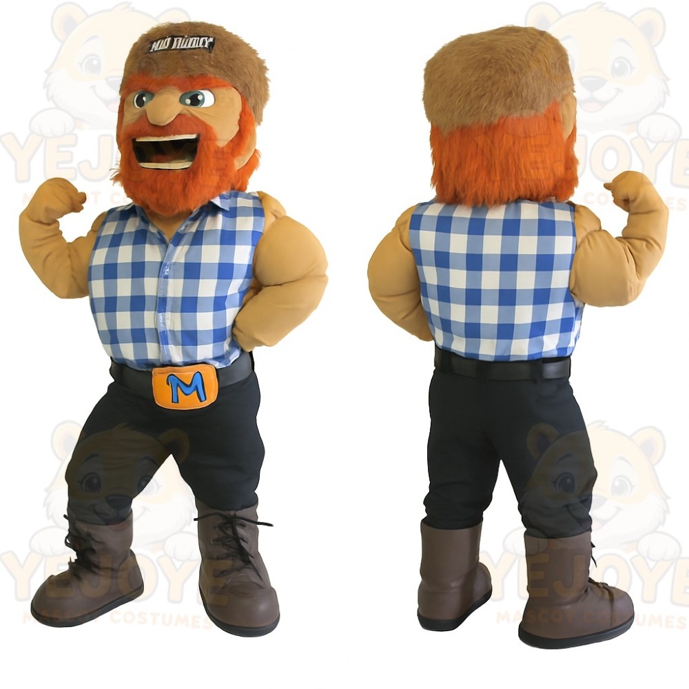 Orange Brown Bearded Lumberjack Mascot Costume