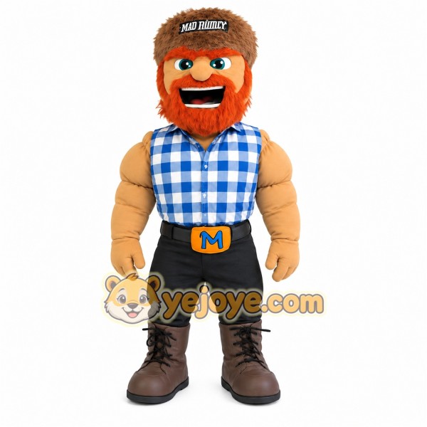Orange Brown Bearded Lumberjack Mascot Costume
