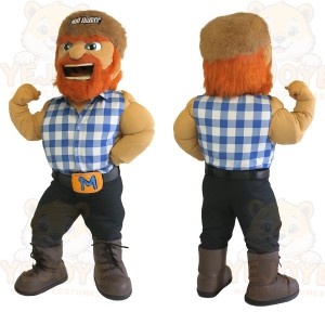Orange Brown Bearded Lumberjack Mascot Costume