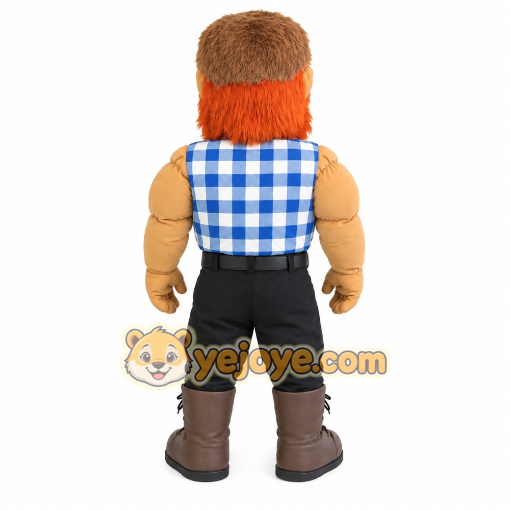 Orange Brown Bearded Lumberjack Mascot Costume