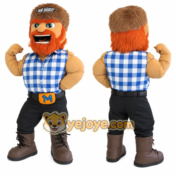 Orange Brown Bearded Lumberjack Mascot Costume