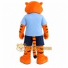 Orange Black Tiger In Blue Shirt Mascot Costume Orange Black Tiger In Blue Shirt Mascot Costume