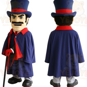 Navy Red Gentleman Mascot Costume
