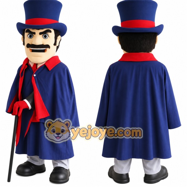Navy Red Gentleman Mascot Costume