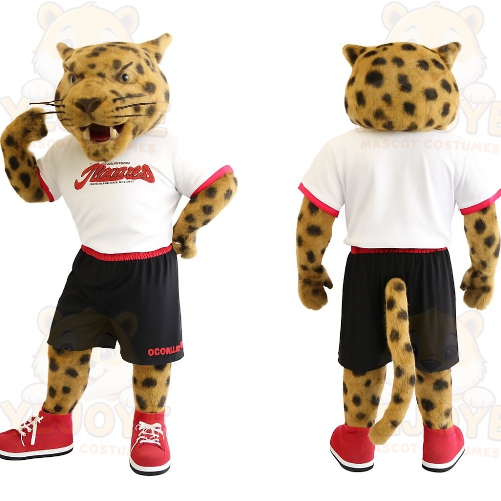 Tan Black Spotted Leopard Mascot Costume