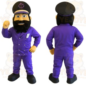 Purple Black Bearded Man Mascot Costume