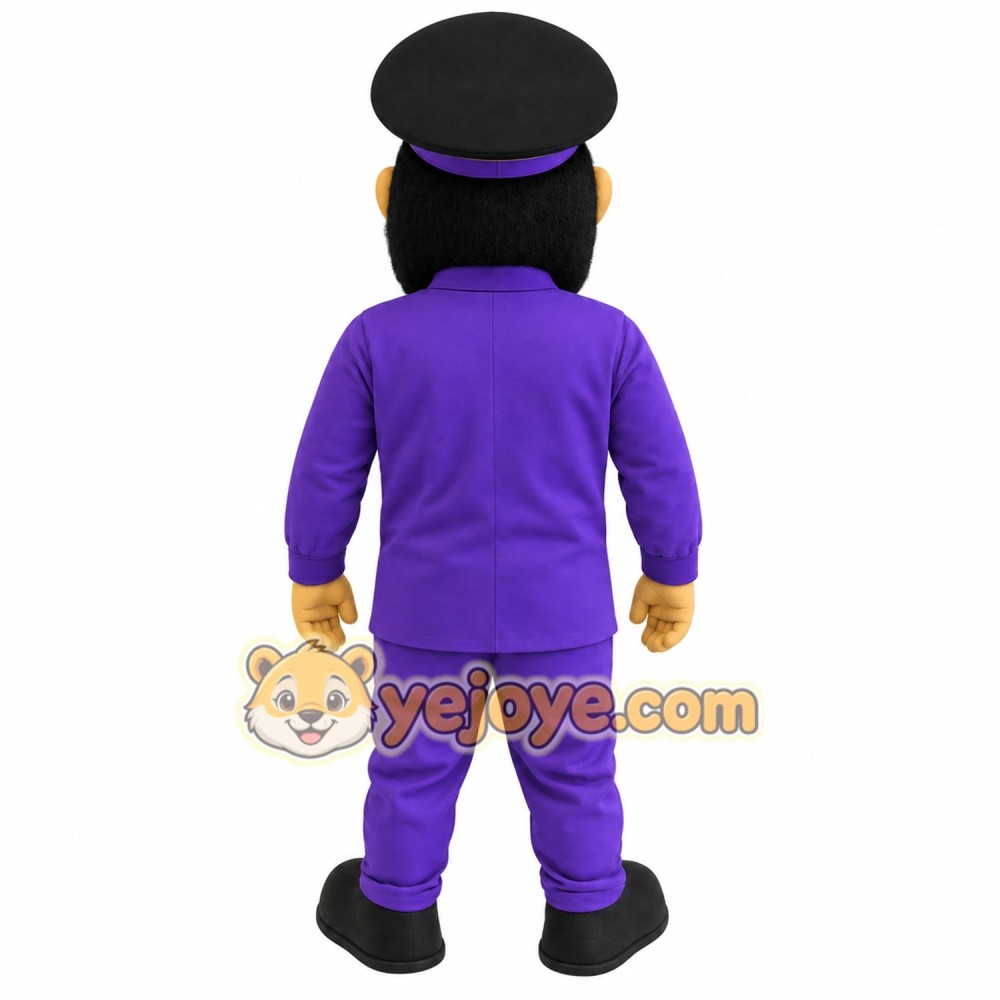 Purple Black Bearded Man Mascot Costume Purple Black Bearded Man Mascot Costume