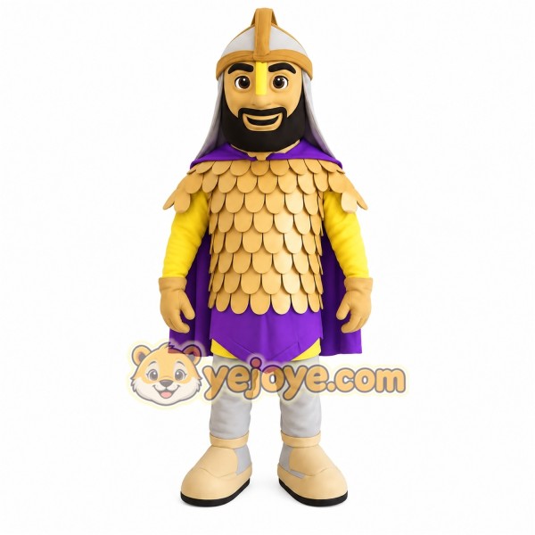 Gold Purple Bearded Warrior Mascot Costume