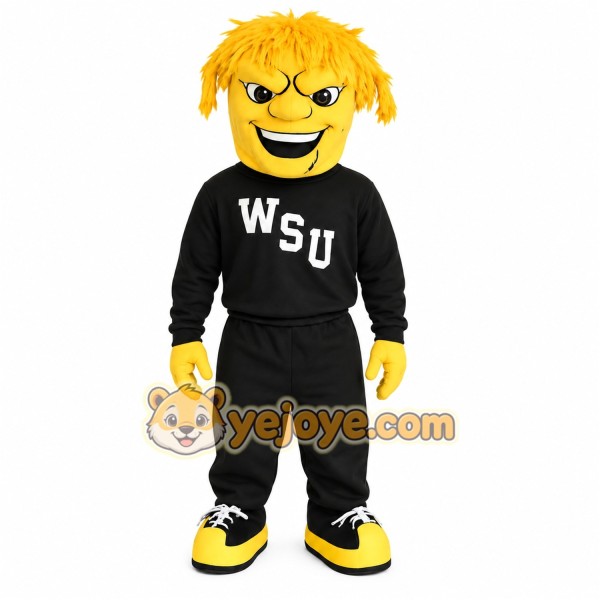 Yellow Black Mischievous Man Mascot Costume
