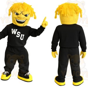 Yellow Black Mischievous Man Mascot Costume