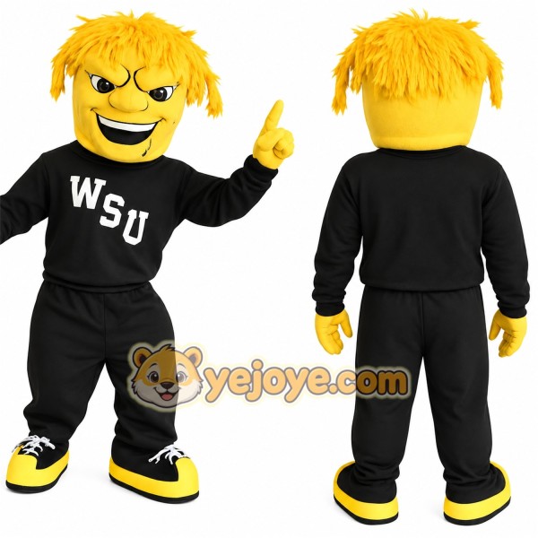 Yellow Black Mischievous Man Mascot Costume