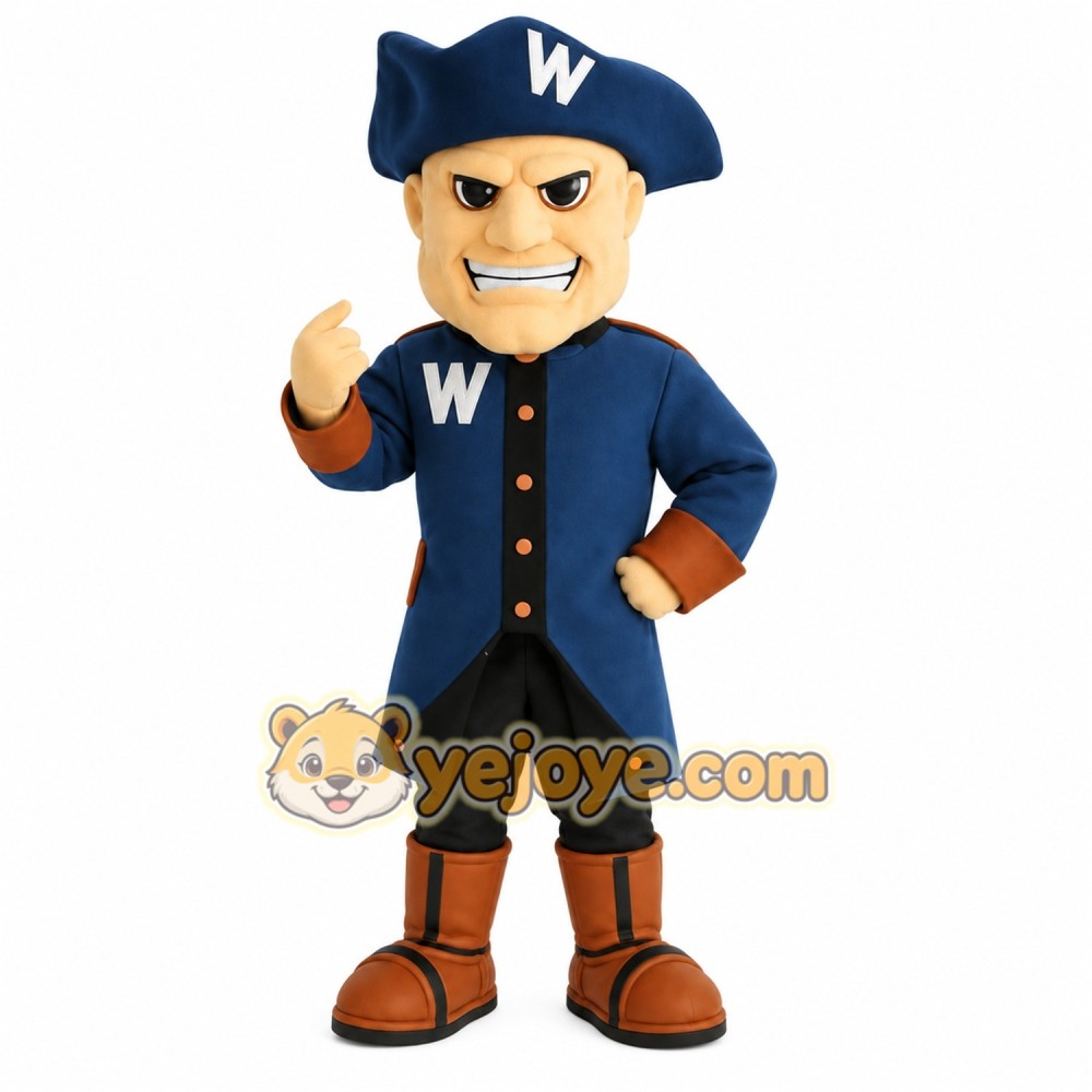 Navy Blue Brown Patriot Mascot Costume Navy Blue Brown Patriot Mascot Costume