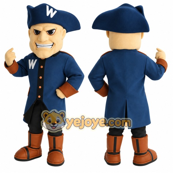 Navy Blue Brown Patriot Mascot Costume