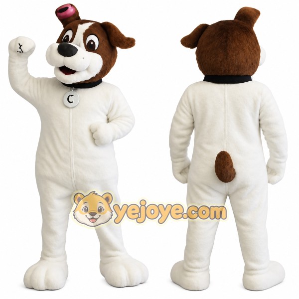 Brown And White Puppy Dog Mascot Costume