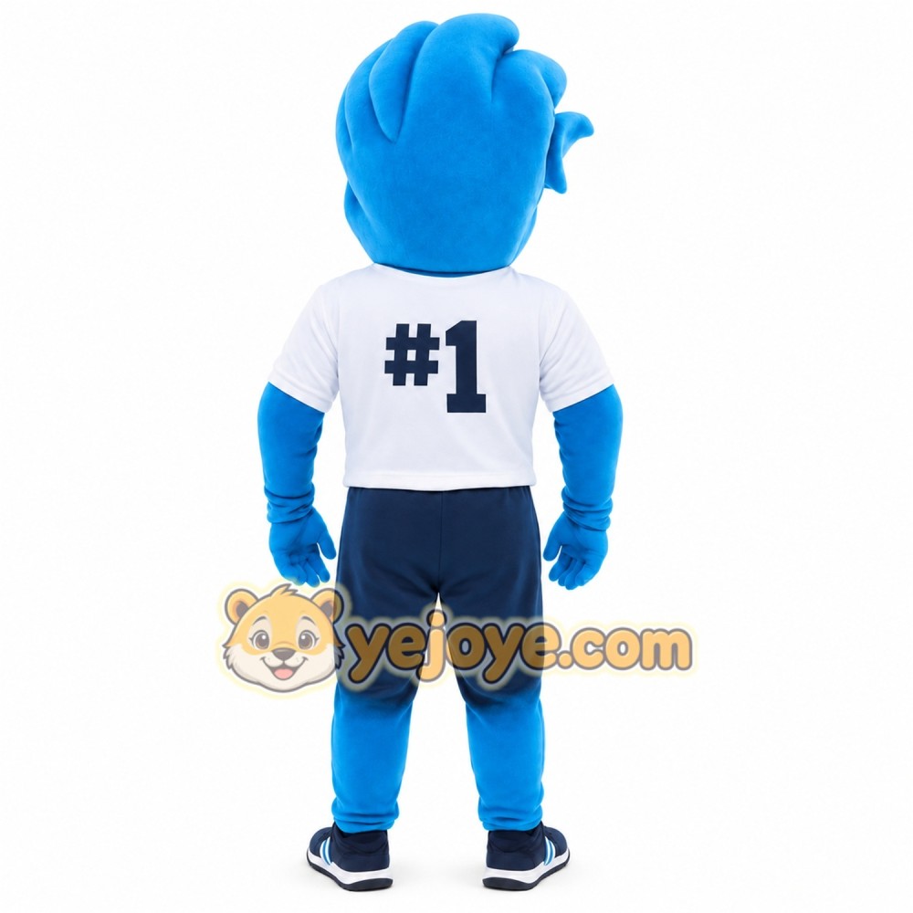 Blue White Sports Fan Man Mascot Costume Blue White Sports Fan Man Mascot Costume